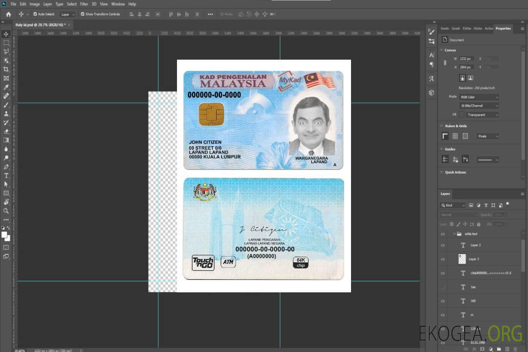 Carte d'identité de Malaisie template